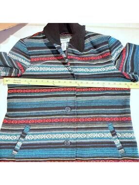 NorthStyle Aztec Southwestern Striped Fleece Collar Button Down Jacket Size XL